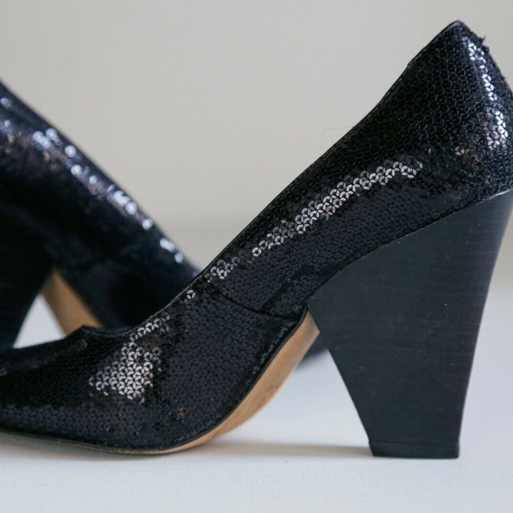 Luiza Barcelos Sequin Black Wedge Heels - Picture 7 of 8